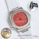 PPF Patek Philippe Nautilus 5711 red dial white strap watches (8)_th.jpg